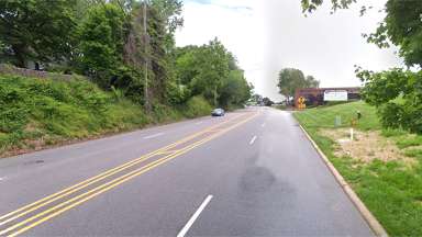 Wake Forest Road heading from Georgetown Road toward Six Forks showing the need of a sidewalk
