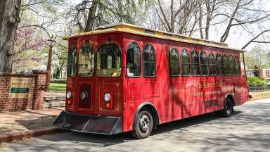 image of red trolley