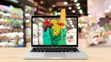 bag of groceries on a computer screen