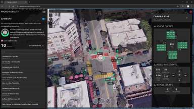 Map view in software of a city street in Raleigh counting traffic