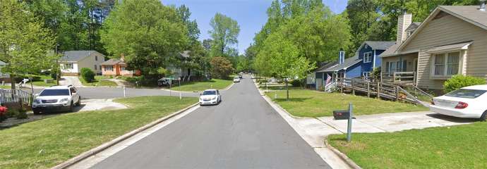 Showing Rawls drive with out a sidewalk