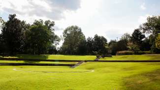 View of the stone amphitheater in Fred Fletcher Parkl