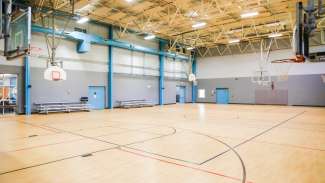 One of two gymnasiums with basketball courts at Green Road Park