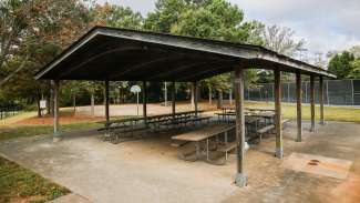 Outdoor picnic shelter at Method Road Park