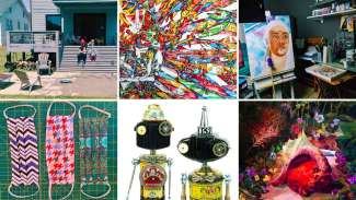 a grid of stills and artwork from Joshua Steadman, Robyn Scott, Lakeshia Reid, Joyce Watkins King, Amy Flynn, and Geddes Levenson.