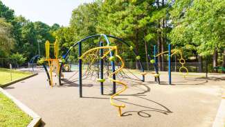 Playground equipment with climbing steps and slides