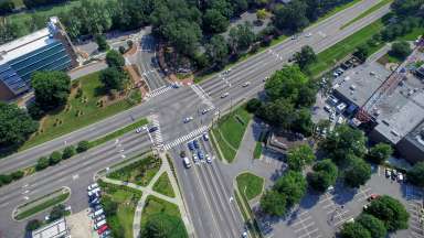 Aerial view of the Western Blvd. and Avent Ferry Rd. Intersection