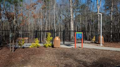 the entrance to the dog park at baileywick