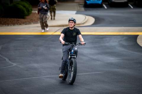 Man riding an electric bike