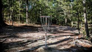 Part of the outdoor disc golf course at Kentwood Park
